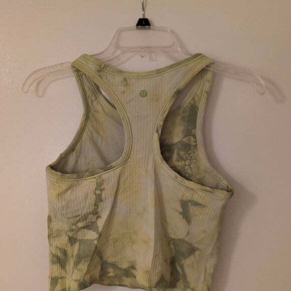 Lululemon Ebb to Street Cropped Racerback Tank Top 8 Marble Dye Wasabi Tie Dye - Picture 8 of 9